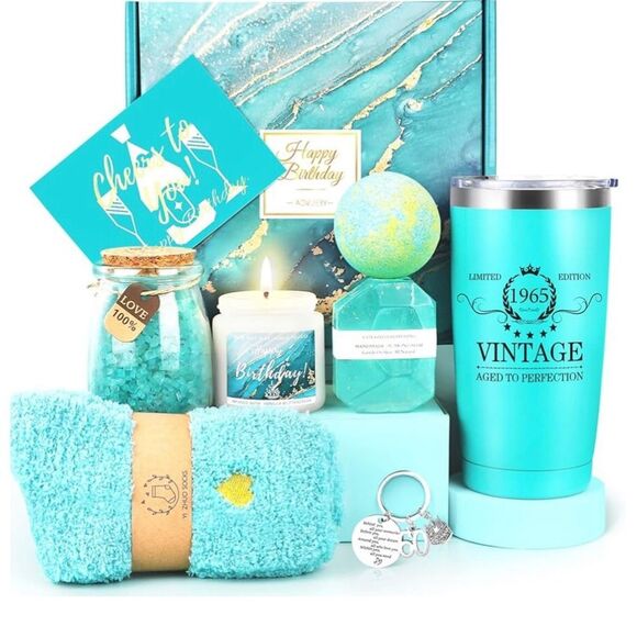Aqua Blue Vintage Bath & Body Gift Set 60th birthday - Picture 1 of 6